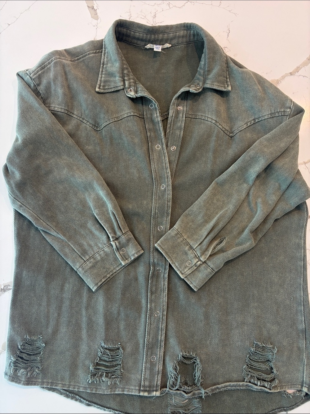 12th Tribe Washed Olive Green Shirt